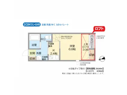 サンライズ湖山(ワンルーム/1階)の間取り写真