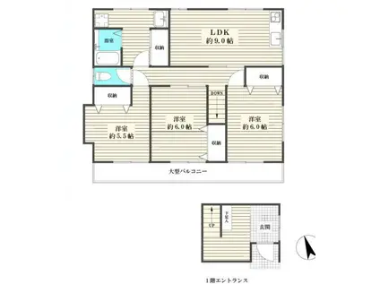 レジデンスオブ小石川(3LDK/2階)の間取り写真