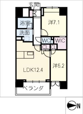 シーズンフラッツ今池ノース(2LDK/3階)の間取り写真