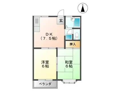 ジュネス二重池(2DK/2階)の間取り写真