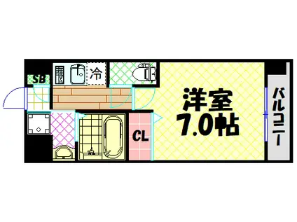 エグゼ難波西IV(1K/6階)の間取り写真