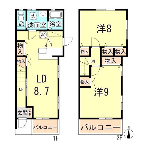 バラード夙川I(2LDK/1階)の間取り写真