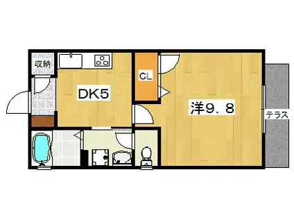 パステルII(1DK/1階)の間取り写真
