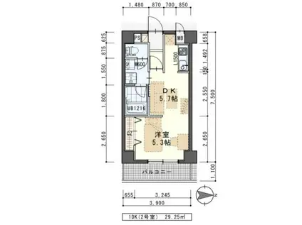 しゃとれ小松島(1DK/3階)の間取り写真