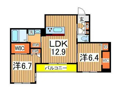 アイリスタ柏たなか(2LDK/1階)の間取り写真