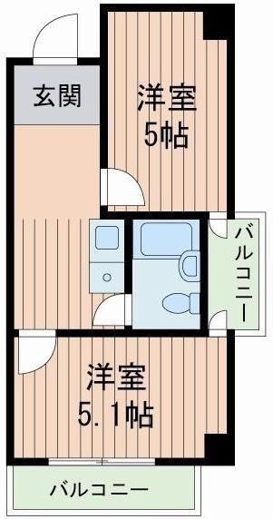 ラ・ペール壱番館(2K/4階)の間取り写真