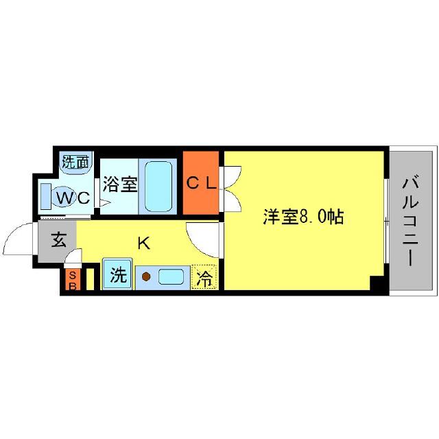 シプレス(1K/1階)の間取り写真