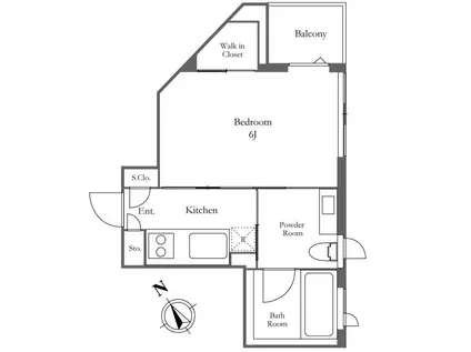 KDXレジデンス麻布仙台坂(1K/5階)の間取り写真