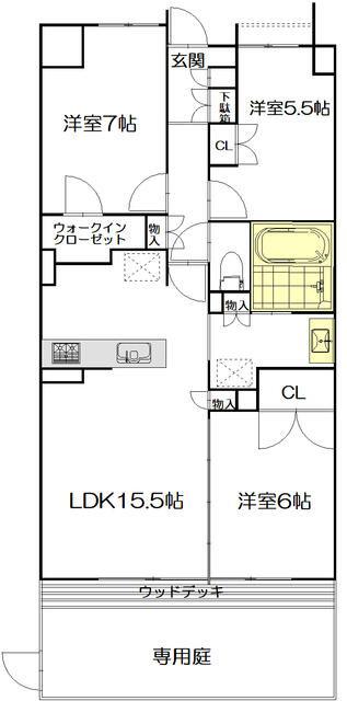 プレミスト湘南辻堂アクアフェイス(3LDK/1階)の間取り写真