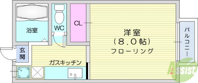 コーポモクレン(1K/1階)の間取り写真