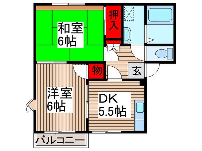 グリーンフレグランスF(2DK/2階)の間取り写真