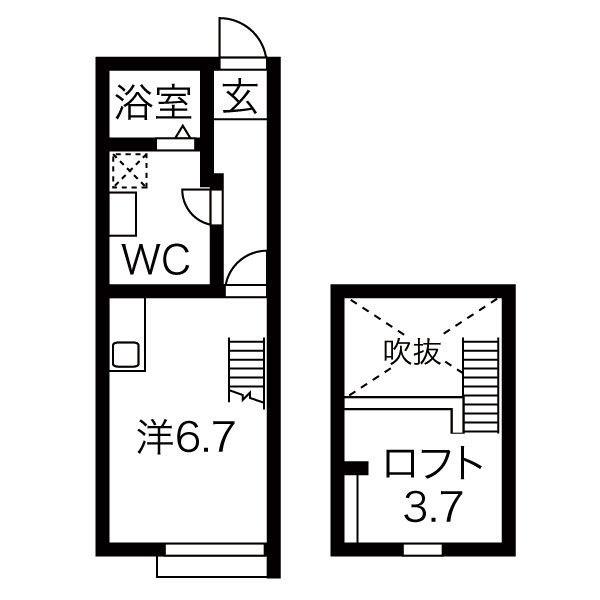 CORTILE金山(1SK/1階)の間取り写真