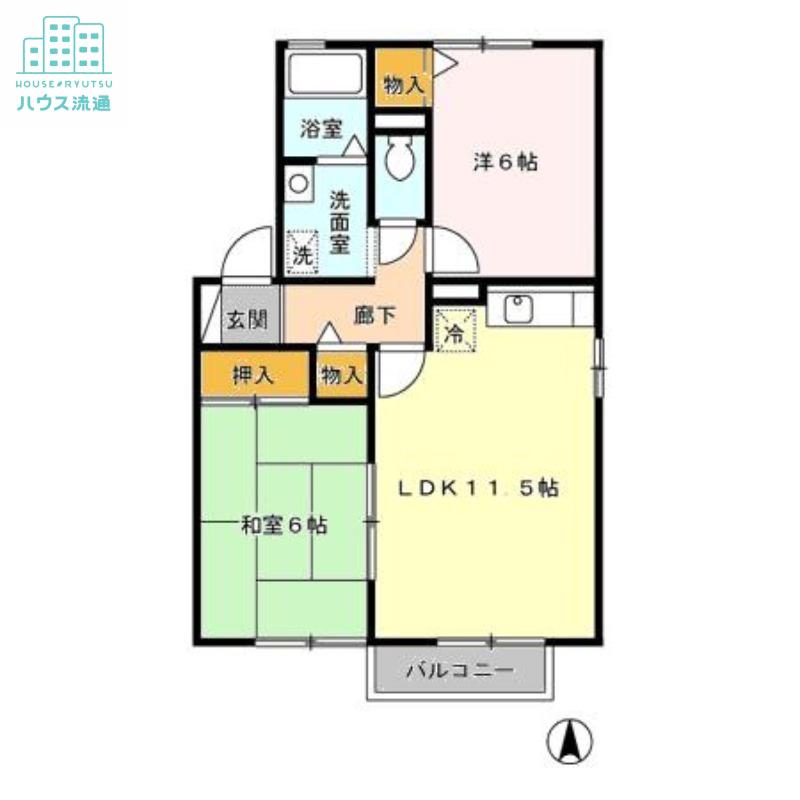 サンライズヒル福田B(2LDK/1階)の間取り写真
