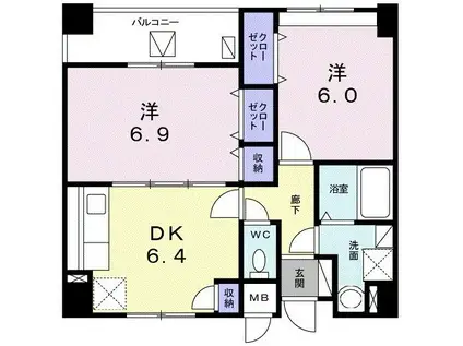 ホーメイビルディング(2DK/3階)の間取り写真