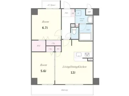 ステラフォレスト(2LDK/3階)の間取り写真