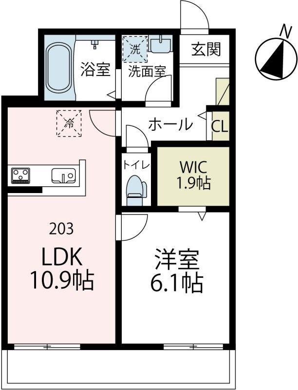 プレシャス北矢名(1LDK/2階)の間取り写真