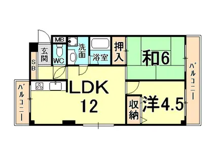 第二ハイツシャトー(2LDK/2階)の間取り写真