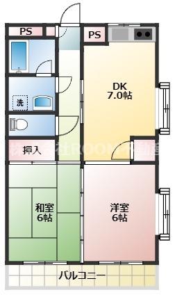 パナシティIII(2DK/1階)の間取り写真