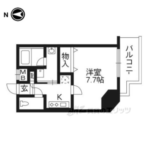 アスヴェル京都西京極(1K/3階)の間取り写真