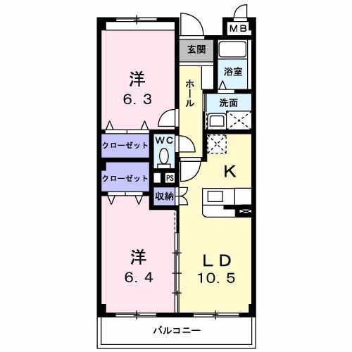 PROSPERITYPLACE(2LDK/3階)の間取り写真