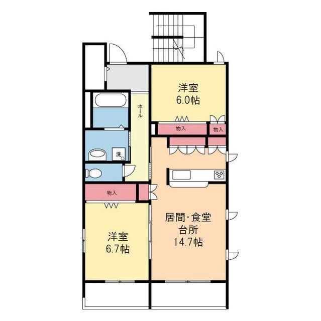 MAISON I-BOX(2LDK/2階)の間取り写真