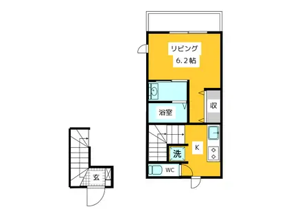 アトリオ(1K/2階)の間取り写真