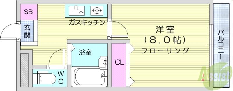 SSKビル(1K/3階)の間取り写真