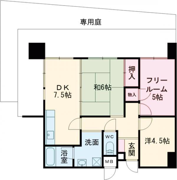 クリーンピア英賀保(3DK/1階)の間取り写真
