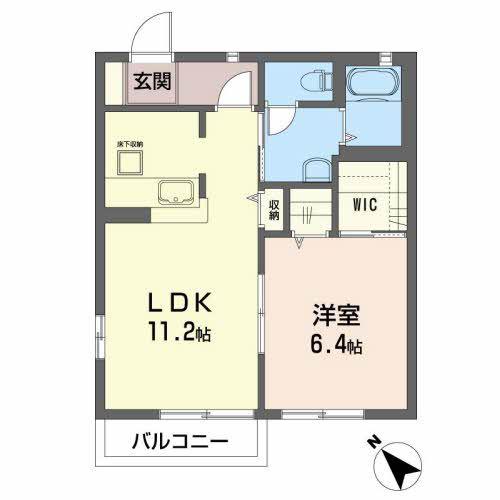 セゾンコートA(1LDK/1階)の間取り写真