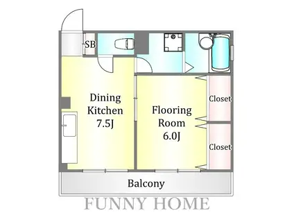 KT宮坂(1DK/2階)の間取り写真