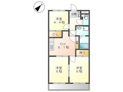 シャングリラ(3DK/3階)の間取り写真