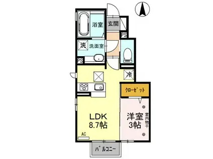 グランクッカ(1LDK/1階)の間取り写真