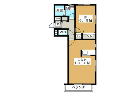 ヘーベルメゾン(1LDK/1階)の間取り写真