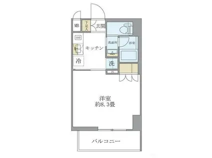 レクシード両国駅前(1K/8階)の間取り写真