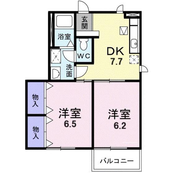 エトワールパルク ウエスト(2DK/1階)の間取り写真