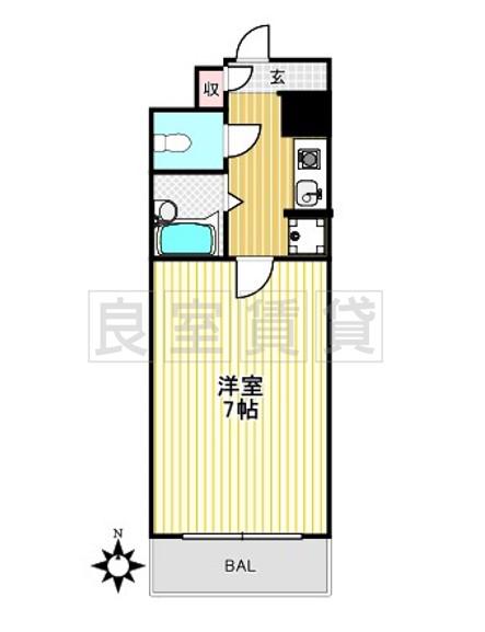 LIFE壱番館(1K/4階)の間取り写真
