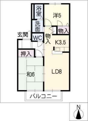 ロイヤル中平(2LDK/1階)の間取り写真