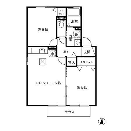 スカイビューヒロ(2LDK/1階)の間取り写真