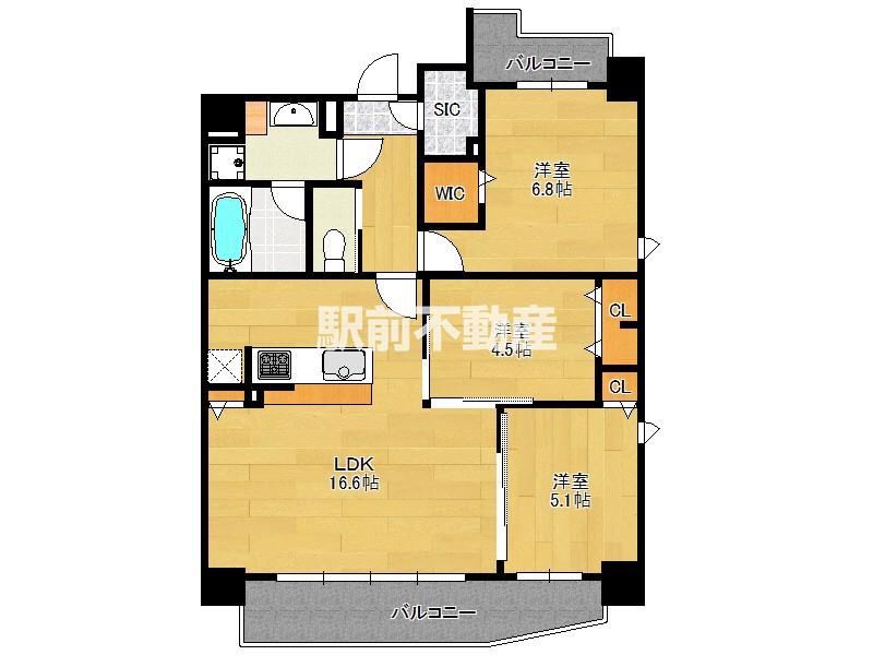 S-RESIDENCE藤崎BALM(3LDK/4階)の間取り写真