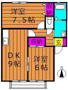 レイモンドサンヴィレッジA棟(2LDK/1階)の間取り写真