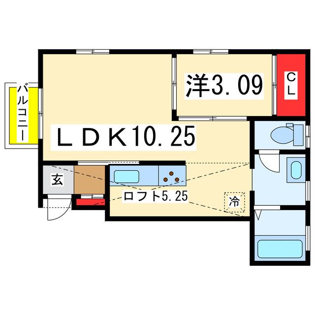 LUNA(1LDK/1階)の間取り写真
