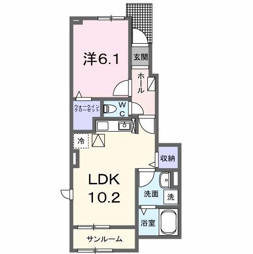 ミナ タウン(1LDK/1階)の間取り写真