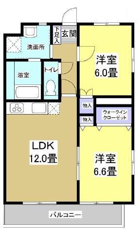 DIMPLE広沢(2LDK/1階)の間取り写真