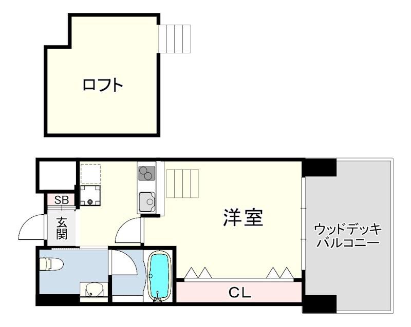W.O.B.ROKKOHMICHI(1K/8階)の間取り写真