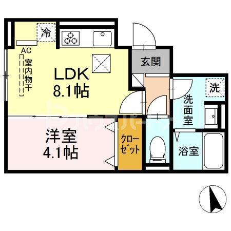 セレスティア高島平(1LDK/1階)の間取り写真