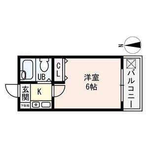 シティパレス21西大寺PART1(1K/2階)の間取り写真
