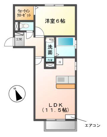 ジークレフ(1LDK/1階)の間取り写真