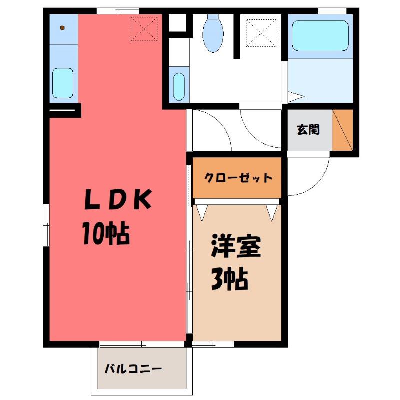 ピュアマインドC棟(1LDK/1階)の間取り写真