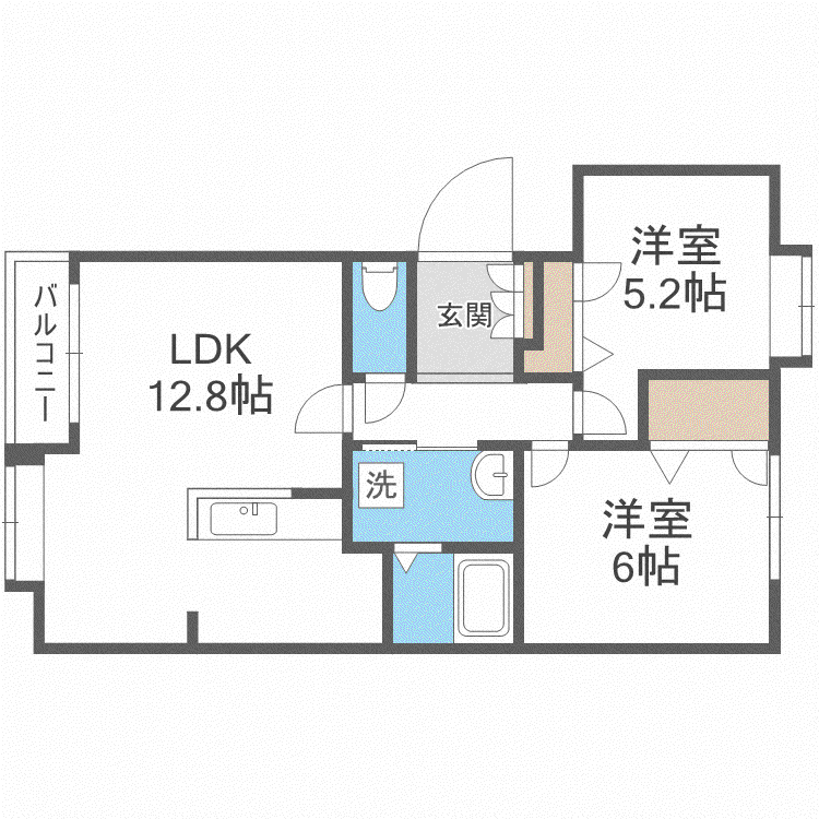 クリスタルリバー壱番館(2LDK/2階)の間取り写真