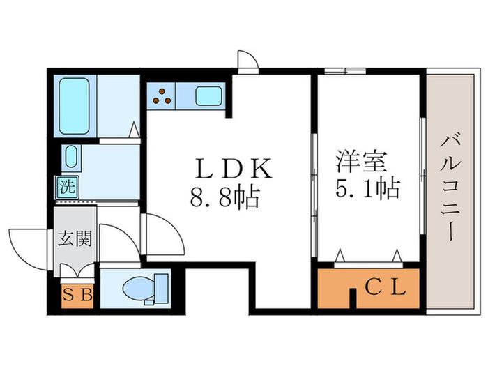 LUSOLE嵐山(1LDK/3階)の間取り写真